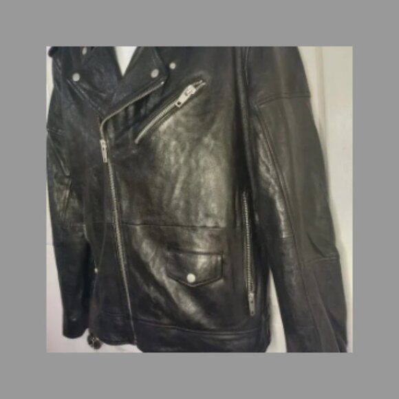 ZARA SHEEPSKIN LEATHER BIKER JACKET SIZE XXL - Picture 6 of 10